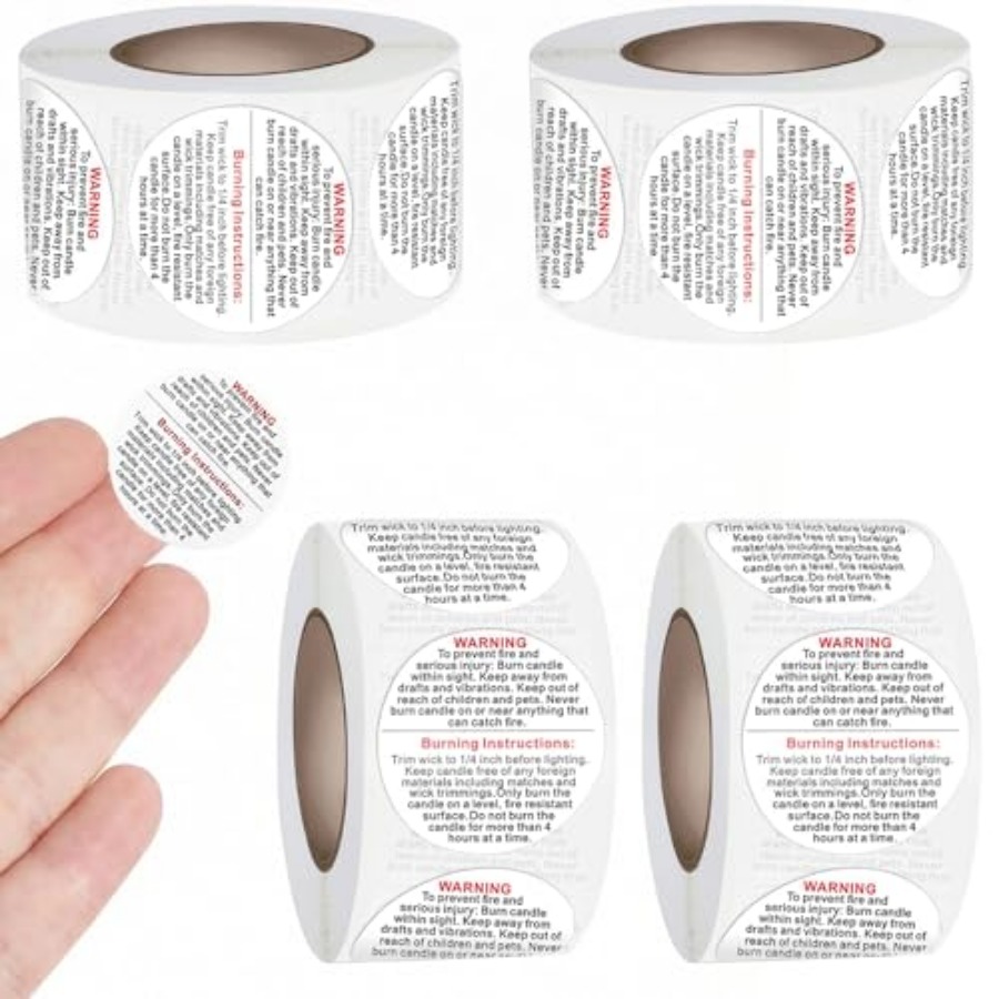 Candle Warning Label - 2000PCS Candle Warning Labels: 1 Inch